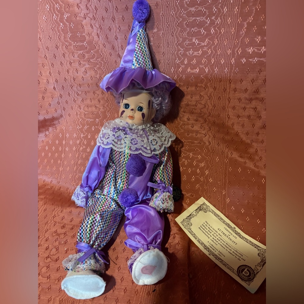 Colorful Clown Porcelain Doll